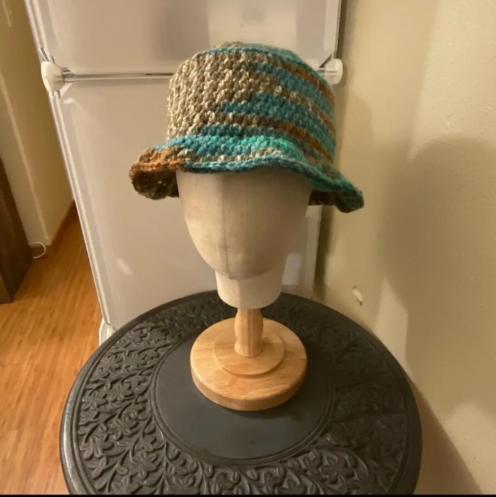 Handmade crochet multi colored bucket/Sun hat adult size small